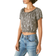 Lucky Brand Bubble Hem Crop Top - Grey Multi