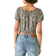 Lucky Brand Bubble Hem Crop Top - Grey Multi