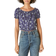 Lucky Brand Bubble Hem Crop Top - Navy Multi