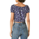 Lucky Brand Bubble Hem Crop Top - Navy Multi
