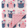 Hudson Mink Blanket with Dotted Backing Owls