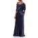 Amsale Draped Bodice Gown - Navy