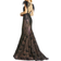 Mac Duggal Illusion Sequin Lace Feather Sleeve Mermaid Gown - Black