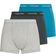 Calvin Klein Cotton Stretch Trunks 3-pack - Grey/Teal