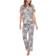 White Mark Short Sleeve Pants Tropical 2-Piece Pajama Set - Leopard