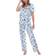 White Mark Short Sleeve Pants Tropical 2-Piece Pajama Set - White/Blue