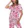 White Mark Short Sleeve Pants Tropical 2-Piece Pajama Set - White/Pink