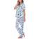 White Mark Short Sleeve Pants Tropical 2-Piece Pajama Set - White/Blue