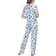 White Mark Short Sleeve Pants Tropical 2-Piece Pajama Set - White/Blue