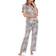 White Mark Short Sleeve Pants Tropical 2-Piece Pajama Set - Leopard