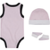 Nike Jordan Jersey Bodysuit Hat & Bootie Set - Pink/Black