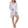 White Mark Striped Pajama & Robe 3-Piece Set - Grey