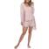 White Mark Striped Pajama & Robe 3-Piece Set - Pink