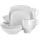 Elama Hayes 16-Pc Square Porcelain Dinnerware Set in White Dinner Set 16pcs