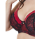 Oola Tonal Lace Underwired Bra - Red/Black