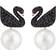 Swarovski Iconic Swan Pierced Earring - Rose Gold/Black/Pearls