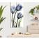 Empire Art Direct Three Blue Tulips Glass Wall Decor 24x48"