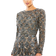 Mac Duggal Beaded Long Sleeve A-Line Gown - Charcoal