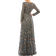 Mac Duggal Beaded Long Sleeve A-Line Gown - Charcoal