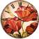 Design Art Three Poppies Flower Wall Clock 23"