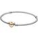 Pandora Domed Heart Clasp Snake Chain Bracelet - Silver/Gold