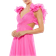 Mac Duggal Rosette Chiffon Gown - Hot Pink