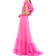 Mac Duggal Rosette Chiffon Gown - Hot Pink