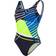 Speedo Placement U-Back 1 Piece Swimsuit- True Navy/Bondi Blue/Fluo Yellow/White