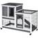 Pawhut Indoor Elevated Rabbit Hutch w/ Enclosed Run and Wheel 86x110x50cm