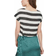 Vero Moda Wide Striped Short Sleeved Top - Black/Snow White