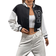 Wdirara Women's Letter Print Crop Baseball Jacket