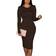 Xxtaxn Bodycon Long Sleeve Round Neck Work Office Midi Pencil Dress