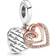 Pandora Entwined Hearts Double Dangle Charm - Silver/Rose Gold/Transparent