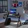 Homcom Ergonomic Gaming Desk with Cup Holder led & Cable Management- Black