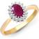 Jewelco London Classic Royal Cluster Ring - Gold/Silver/Ruby/Diamonds