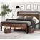 Sha Cerlin Queen Metal Platform with Wooden Headboard and Footboard