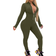 Xxtaxn Women's Sexy Bodycon Long Sleeve V Neck Zipper Jumpsuit Rompers