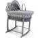 Clair De Lune Waffle Grey Wicker Moses Basket Grey Rocking Stand