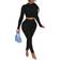 Lagshian Women's Sexy 2 Piece Outfits Jumpsuit Set Long Sleeve Crop Top High Waist Pant