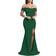 YMDUCH Women's Off Shoulder High Split Evening Gown - Dark Green