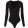 Express Body Contour Compression V-Neck Long Sleeve Bodysuit - Pitch Black