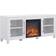 Henn&Hart Stand with Log Fireplace Insert White TV Bench 58x25"