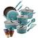 Rachael Ray Cucina Hard Enamel Nonstick Blue Cookware Set with lid 18 Parts