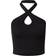 Urban Classics Ladies Rib Knit Crossed Neckholder Top - Black