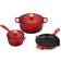 Le Creuset Cerise Signature Enameled Cast Iron Cookware Set with lid 5 Parts