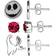 Disney Nightmare Before Christmas Earrings Set - Silver/Black/Red