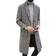 Uaneo Men's Single Breasted Plaid Mid Long Trench Pea Coat