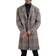 Uaneo Men's Single Breasted Plaid Mid Long Trench Pea Coat