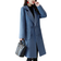 Bankeng Women Winter Wool Blend Camel Mid-Long Coat - Blue