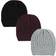 Hudson Baby Knitted Caps 3 pack - Black/Burgundy